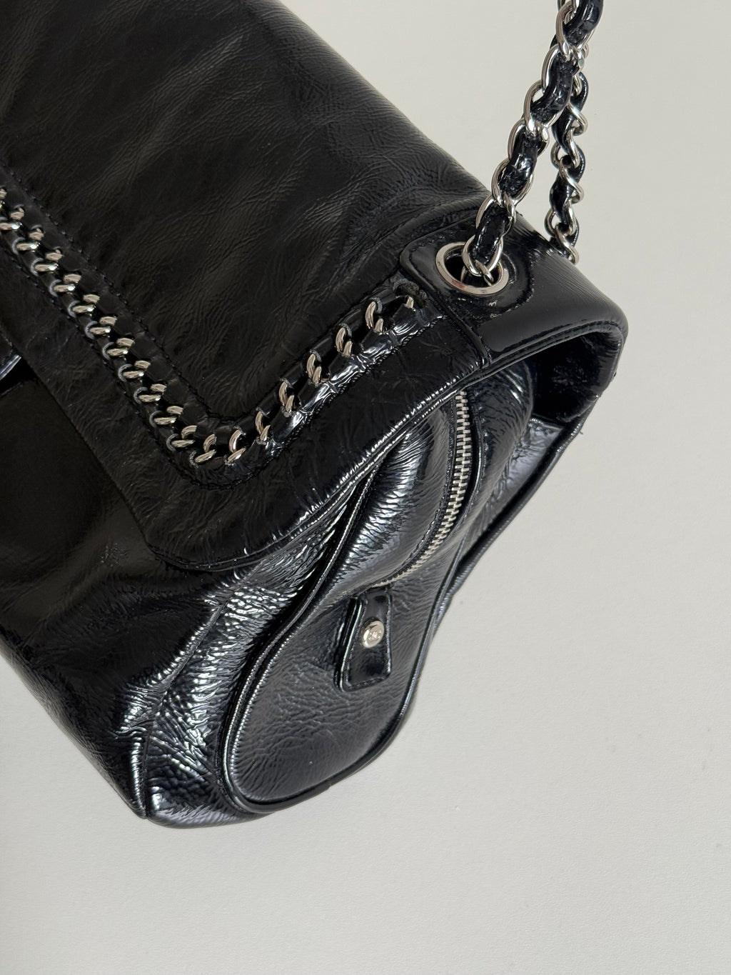 Chanel Luxe Ligne Black Patent Leather Shoulder Bags