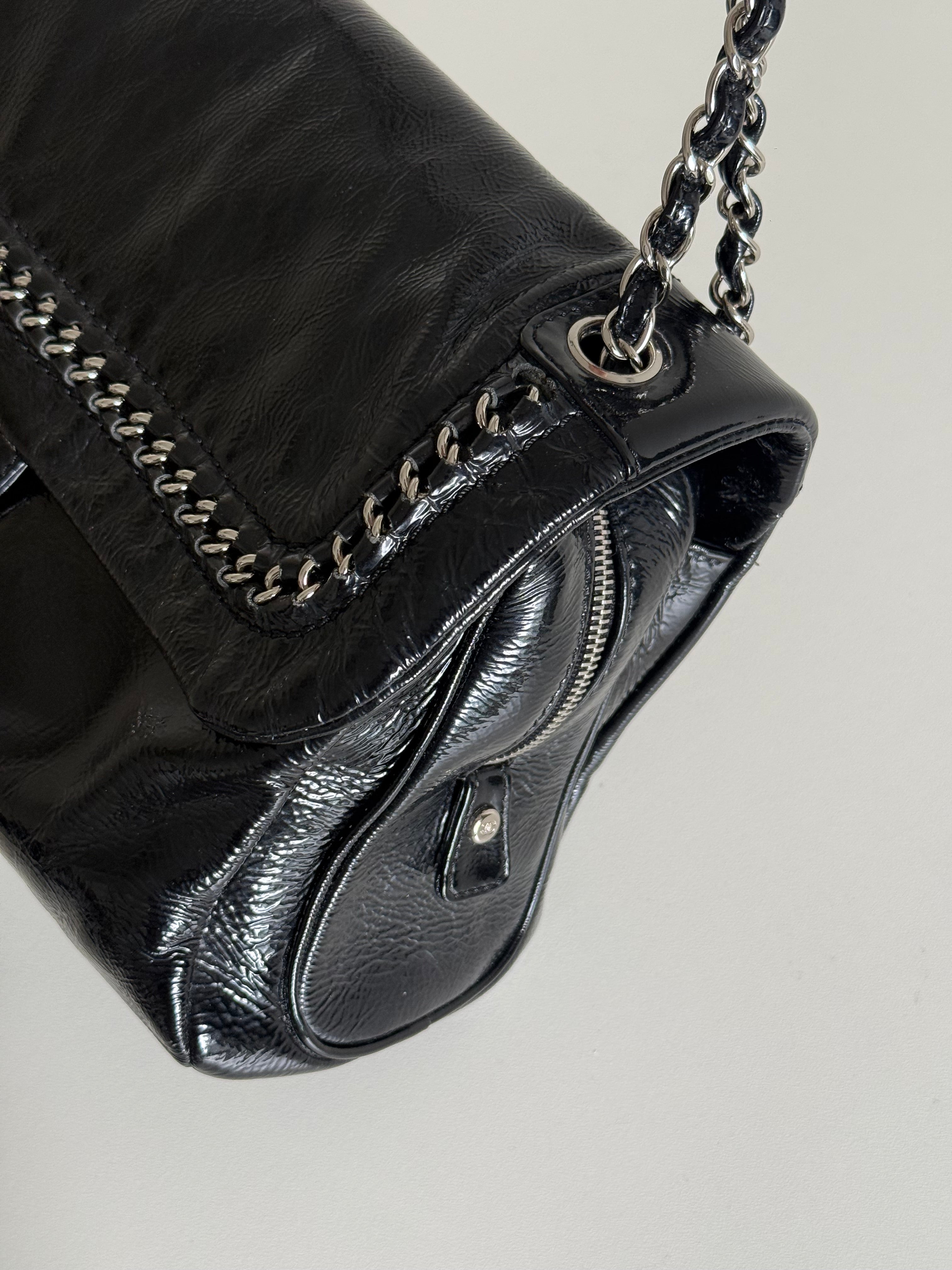 Chanel Luxe Ligne Black Patent Leather Shoulder Bags