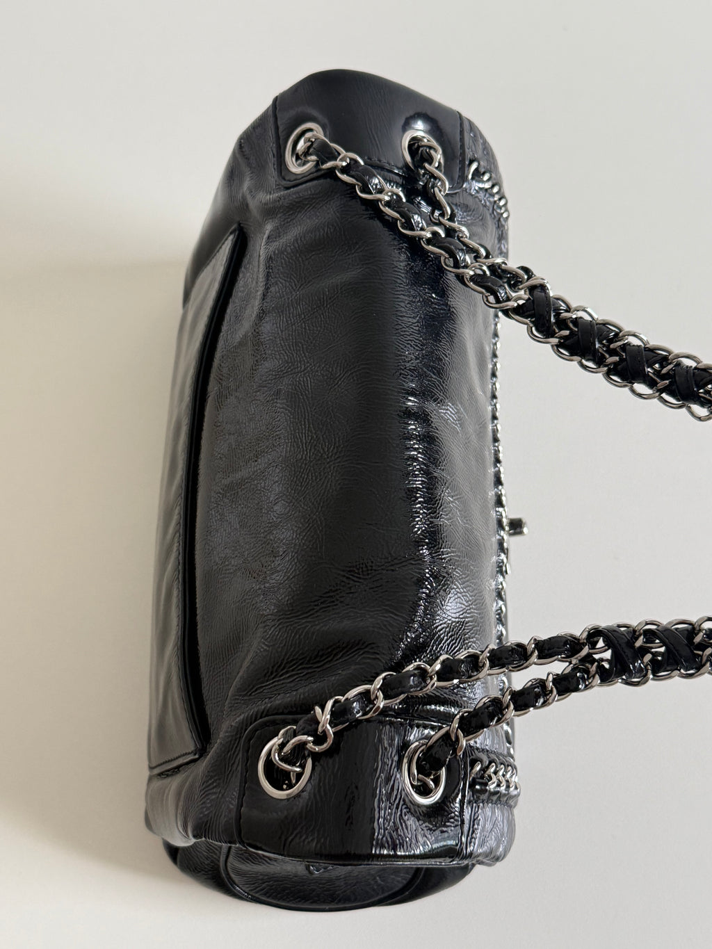 Chanel Luxe Ligne Black Patent Leather Shoulder Bags