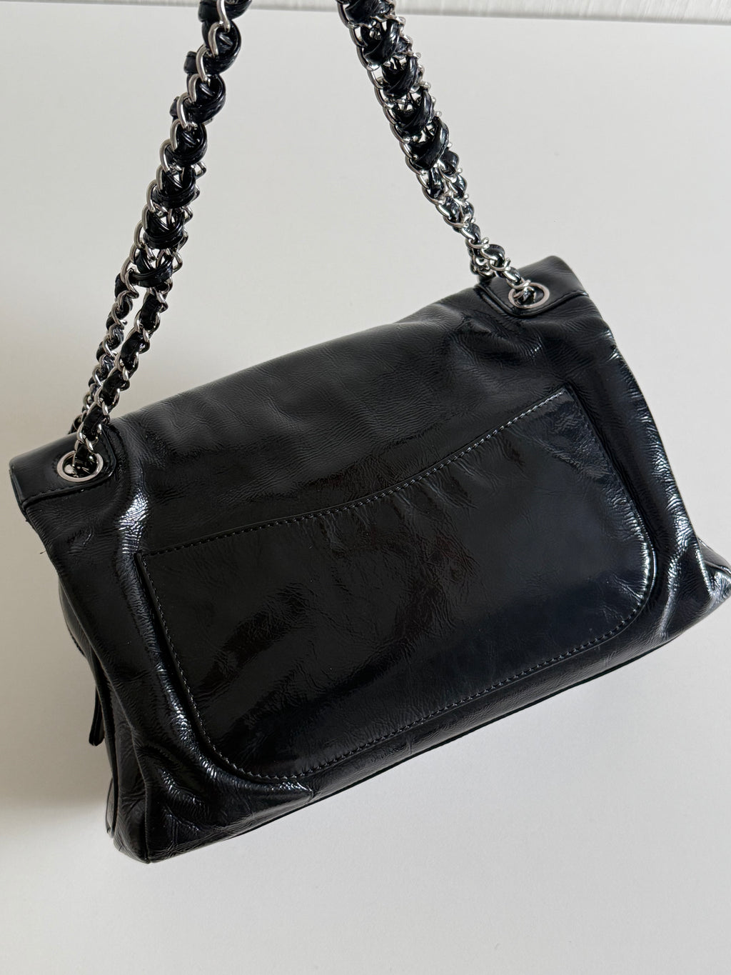 Chanel Luxe Ligne Black Patent Leather Shoulder Bags