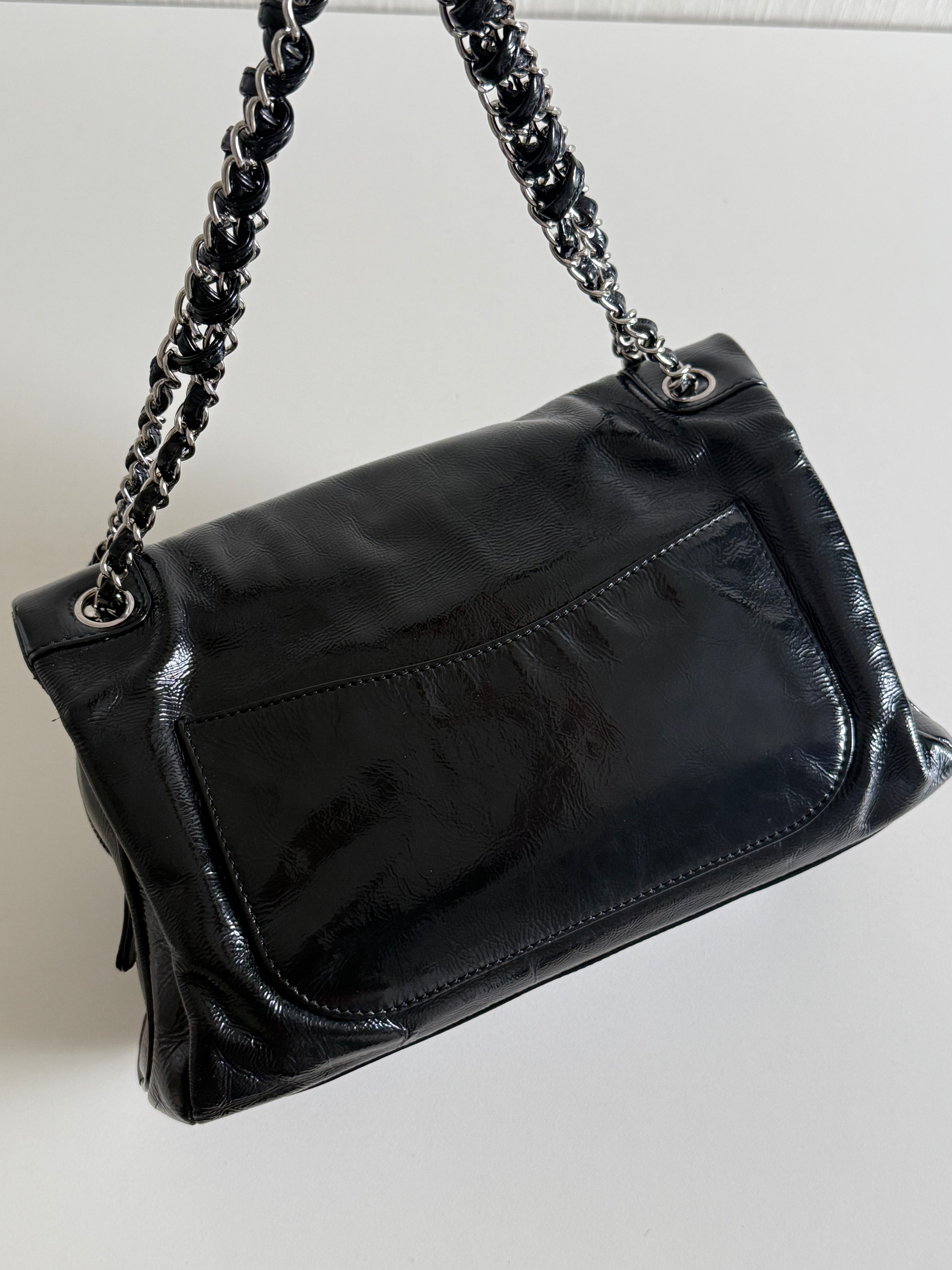 Chanel Luxe Ligne Black Patent Leather Shoulder Bags