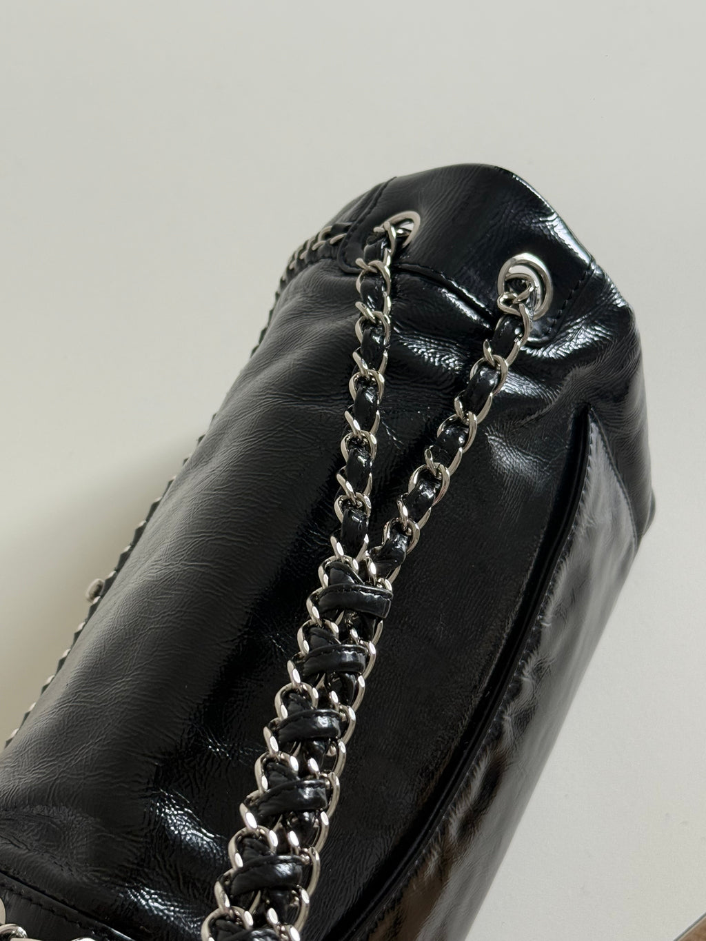 Chanel Luxe Ligne Black Patent Leather Shoulder Bags