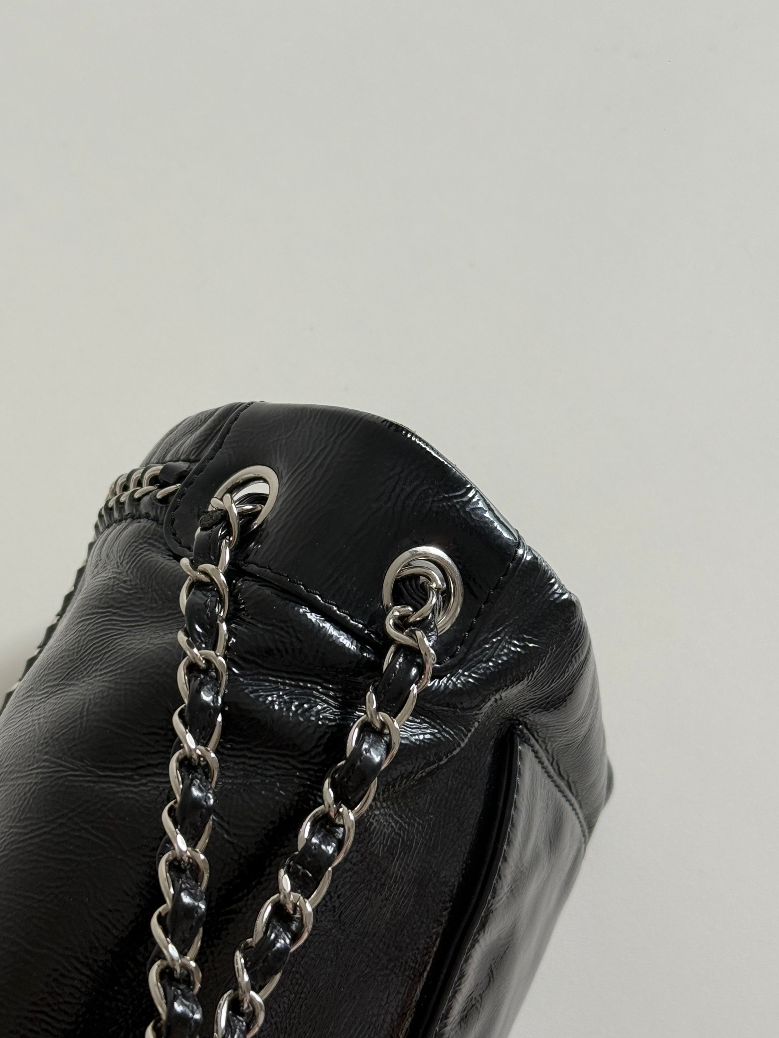 Chanel Luxe Ligne Black Patent Leather Shoulder Bags