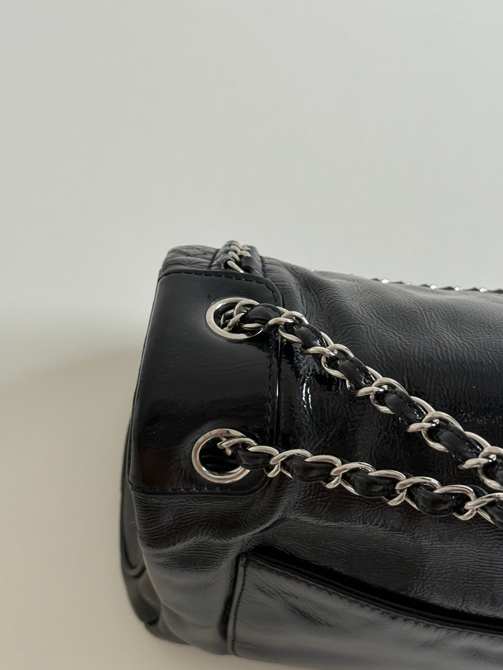 Chanel Luxe Ligne Black Patent Leather Shoulder Bags