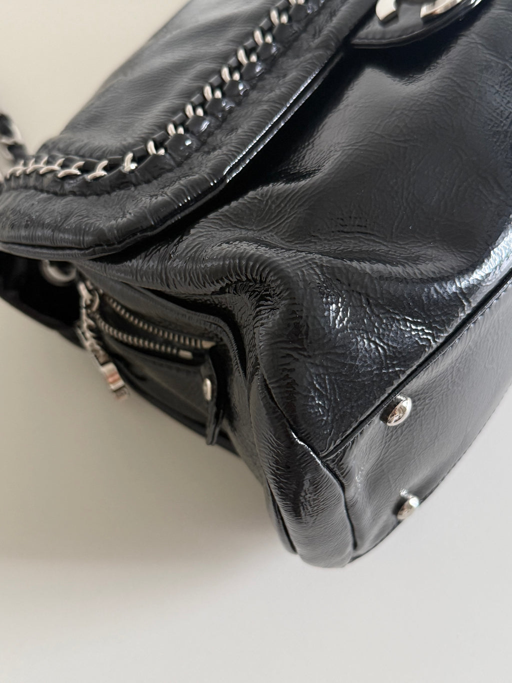 Chanel Luxe Ligne Black Patent Leather Shoulder Bags