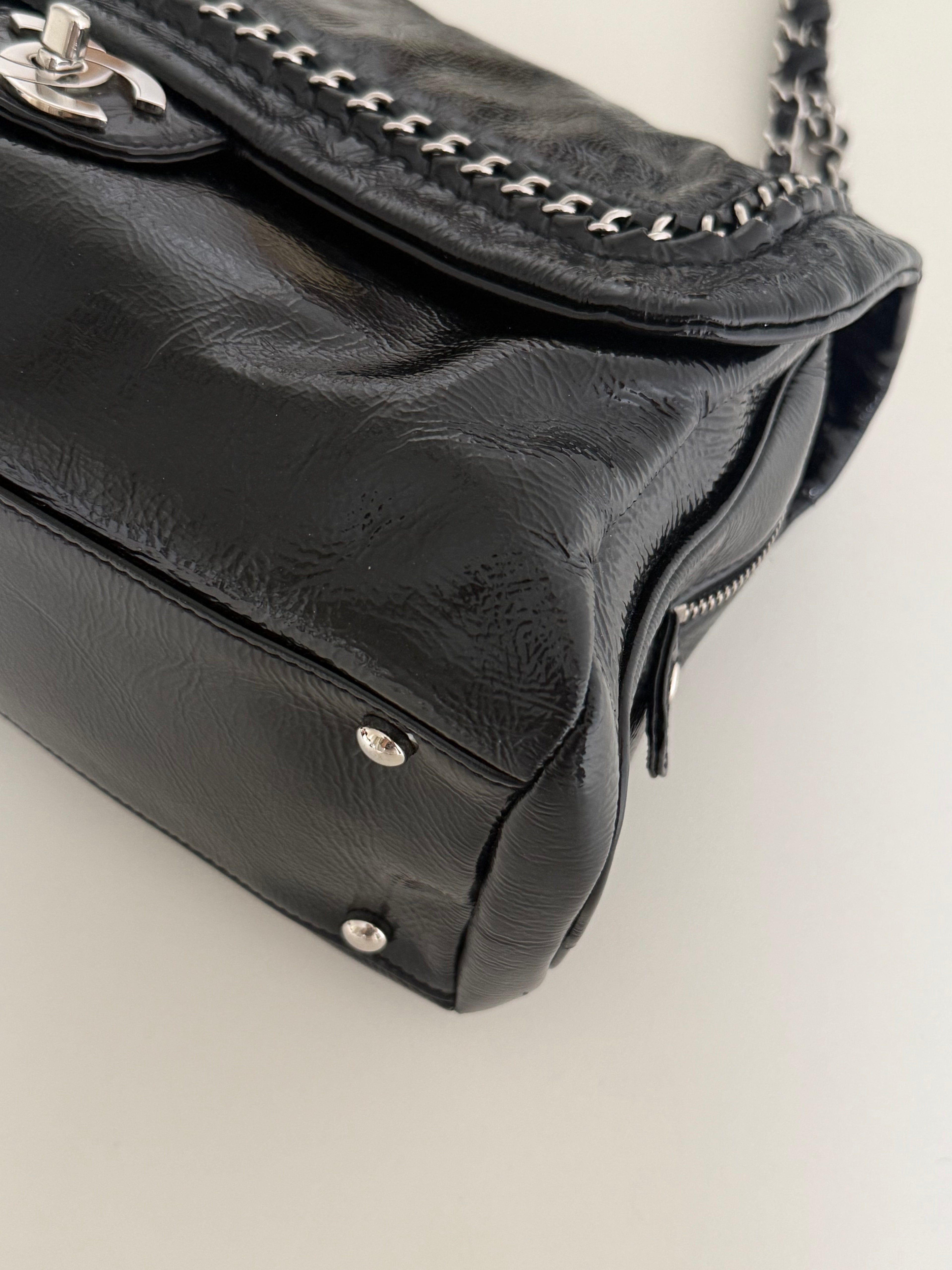 Chanel Luxe Ligne Black Patent Leather Shoulder Bags