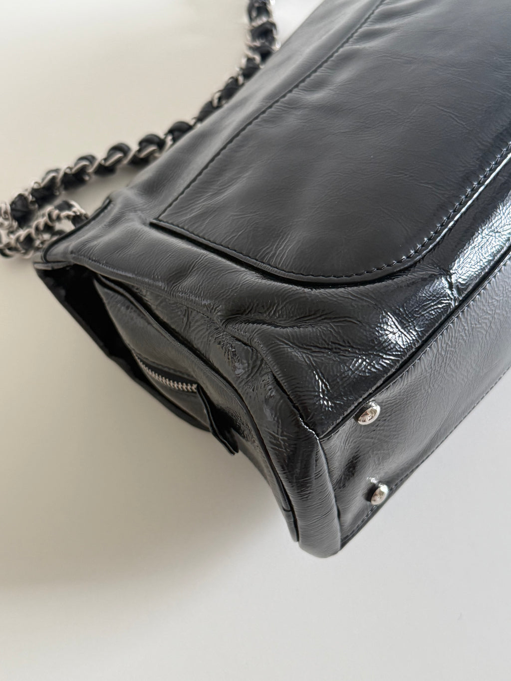 Chanel Luxe Ligne Black Patent Leather Shoulder Bags