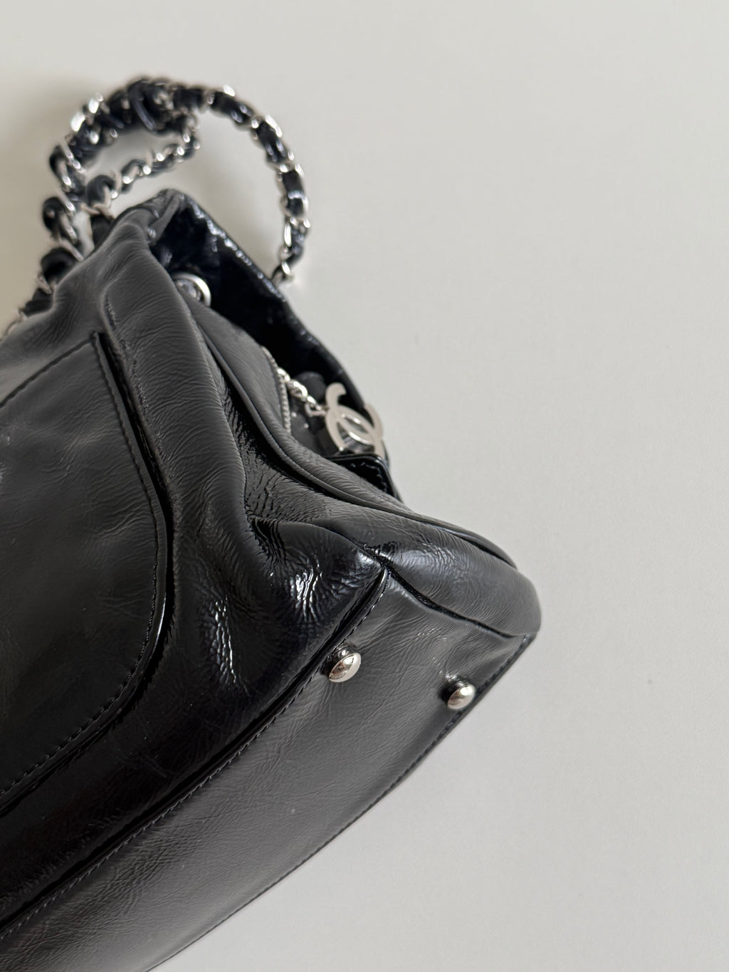 Chanel Luxe Ligne Black Patent Leather Shoulder Bags