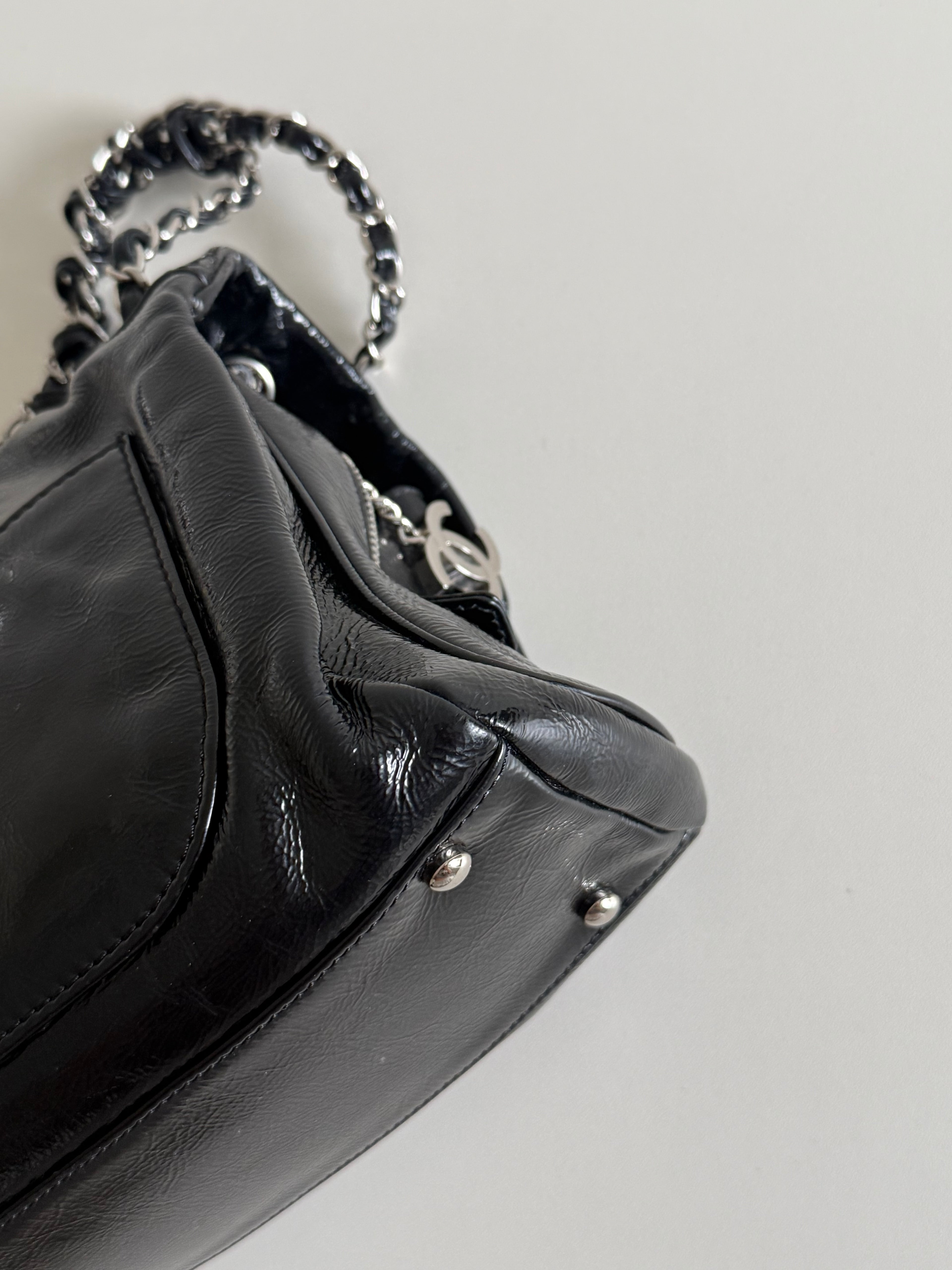 Chanel Luxe Ligne Black Patent Leather Shoulder Bags