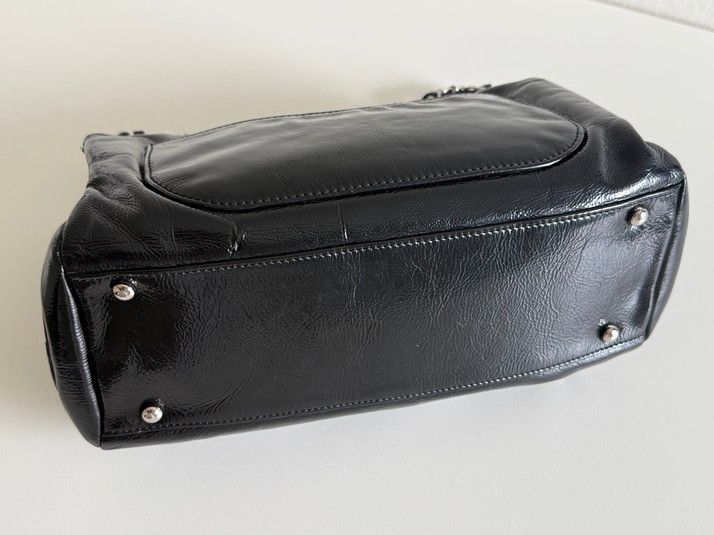 Chanel Luxe Ligne Black Patent Leather Shoulder Bags