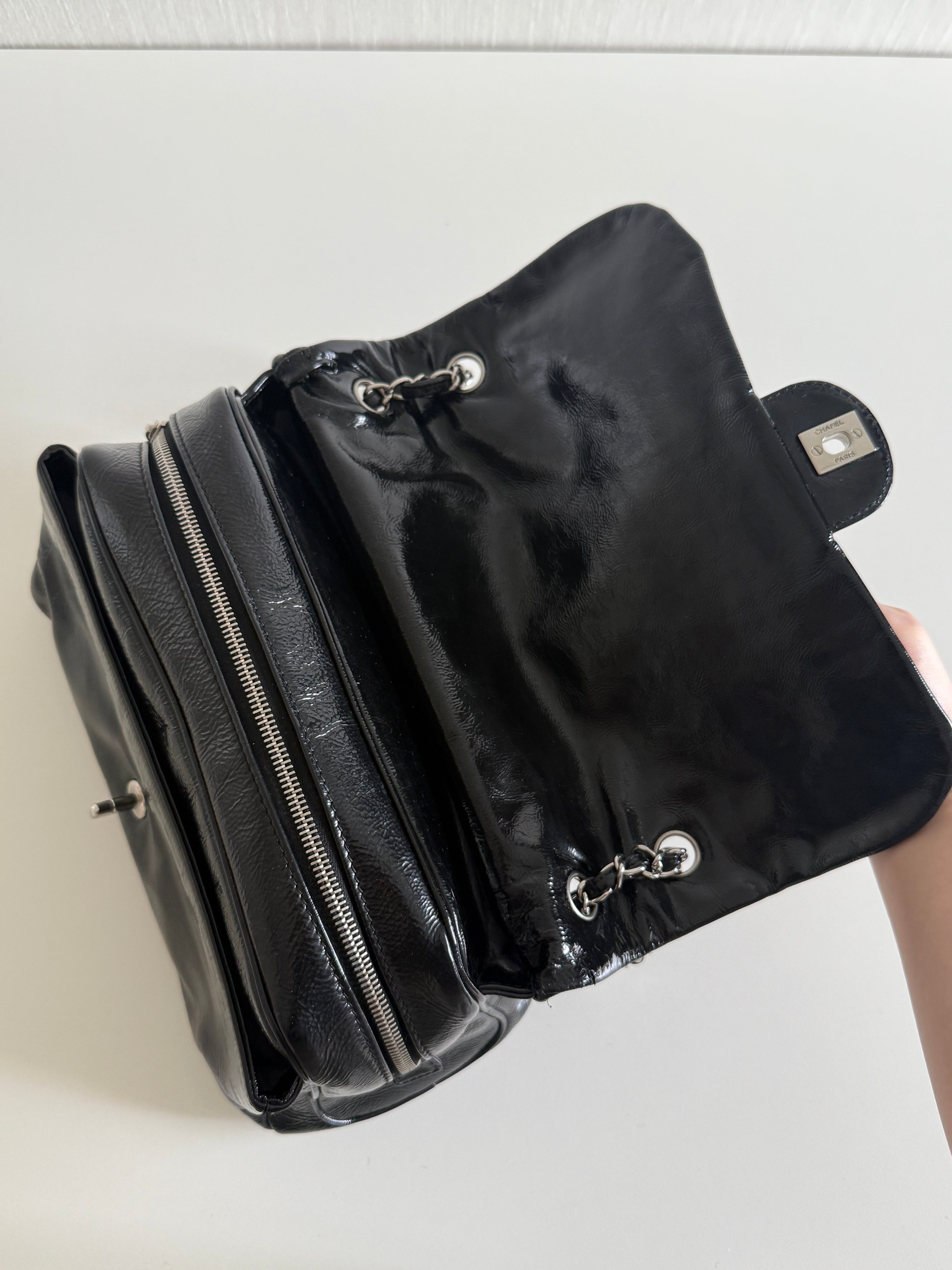 Chanel Luxe Ligne Black Patent Leather Shoulder Bags