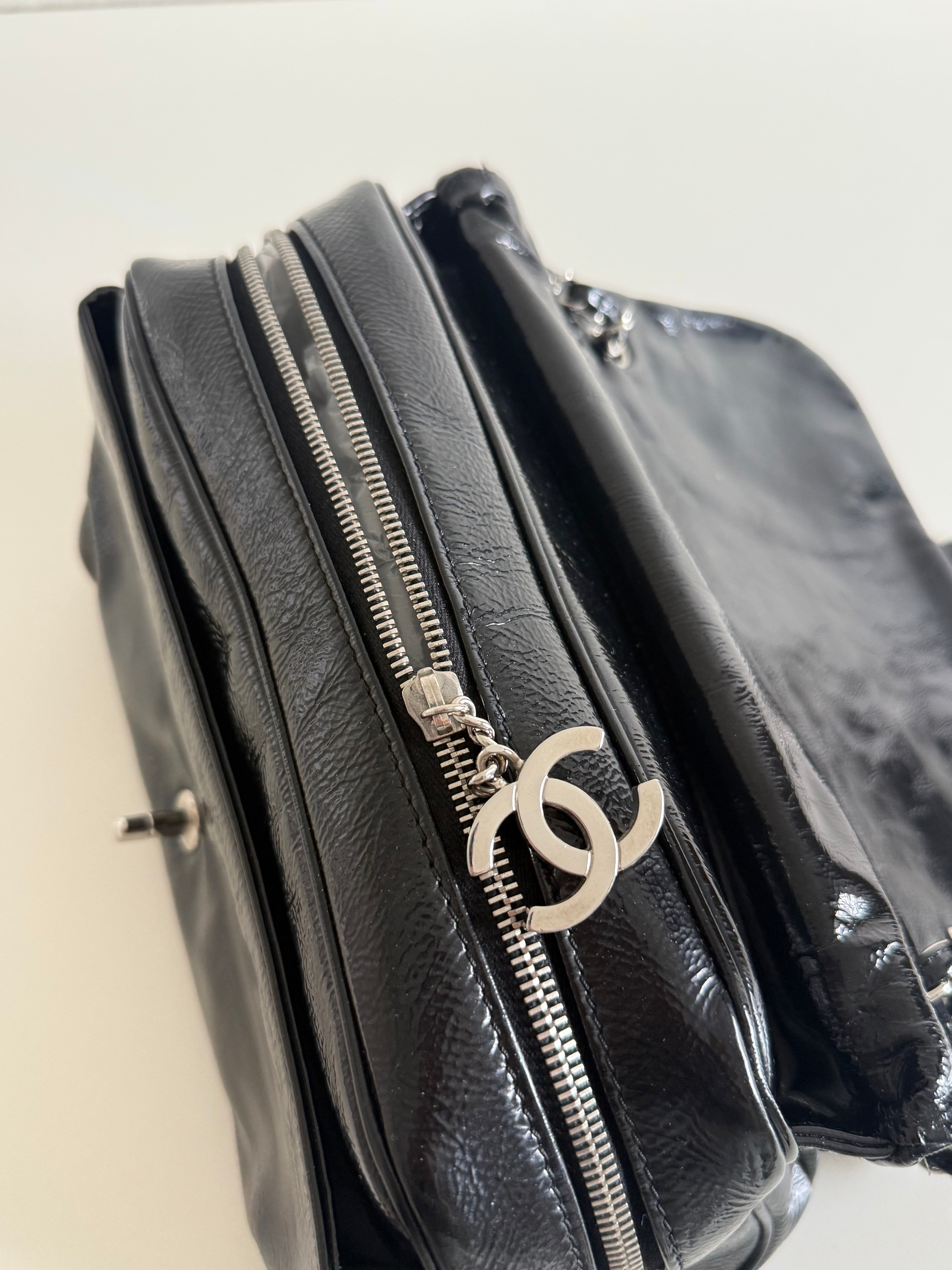Chanel Luxe Ligne Black Patent Leather Shoulder Bags