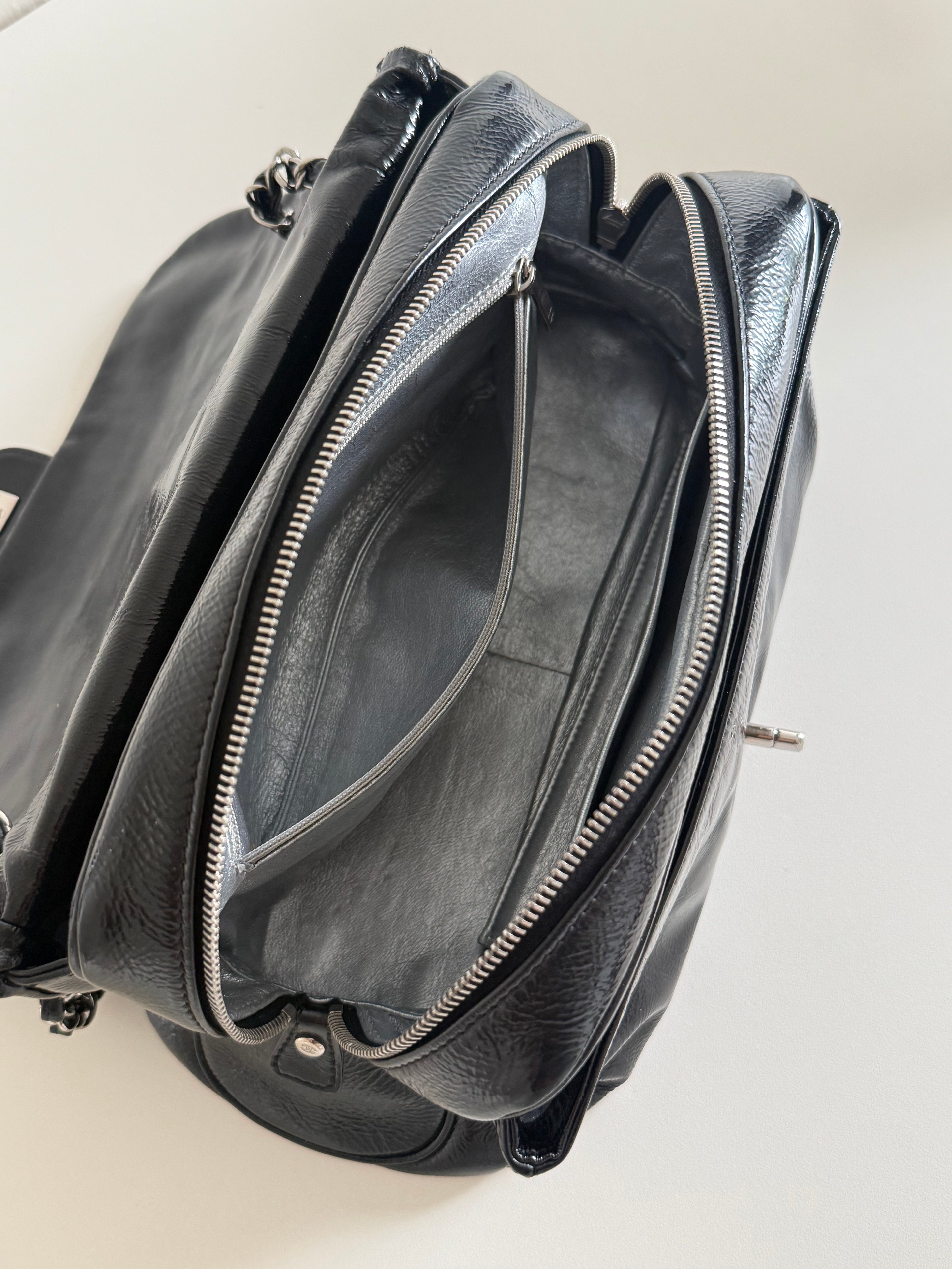 Chanel Luxe Ligne Black Patent Leather Shoulder Bags