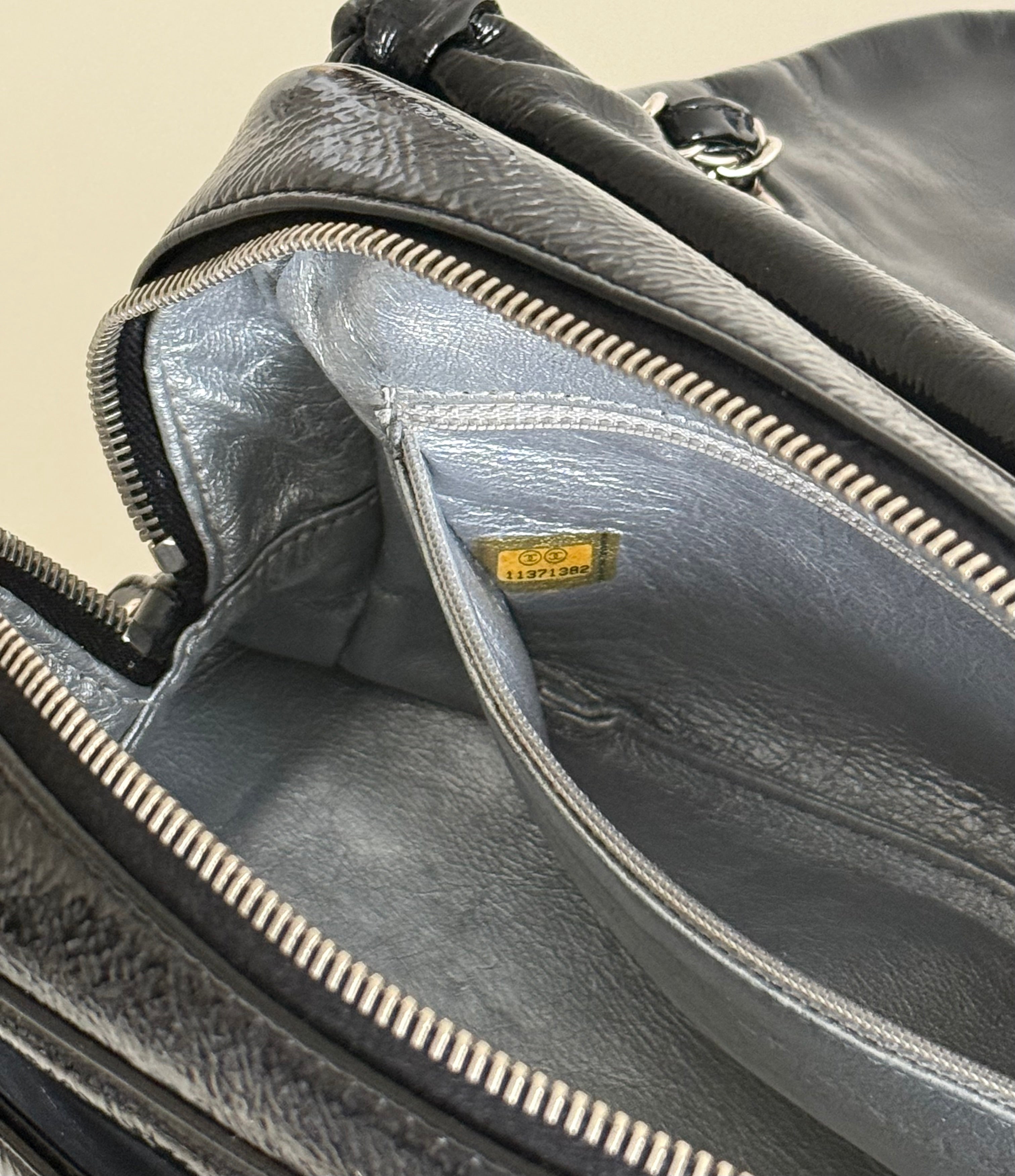 Chanel Luxe Ligne Black Patent Leather Shoulder Bags