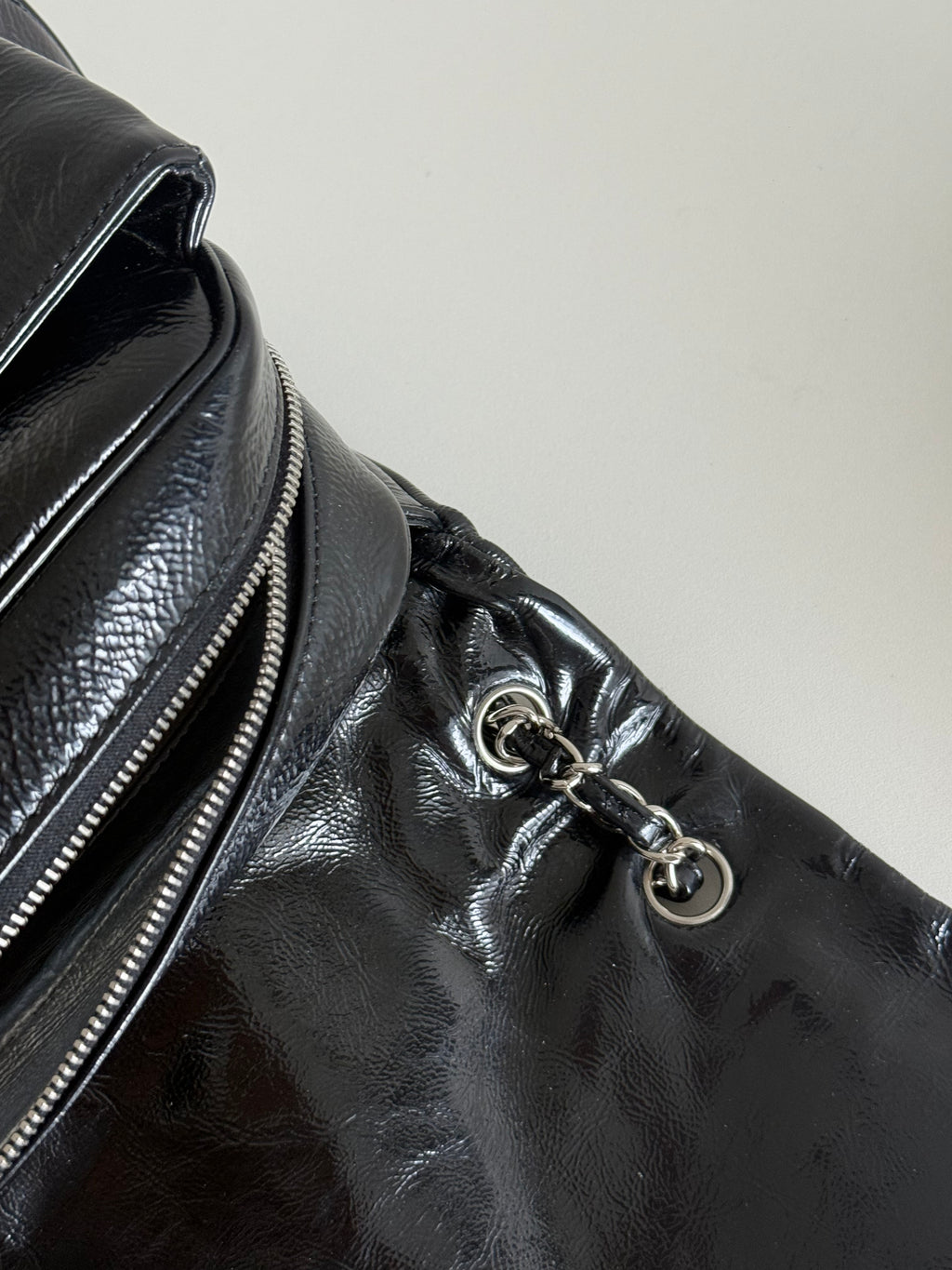 Chanel Luxe Ligne Black Patent Leather Shoulder Bags