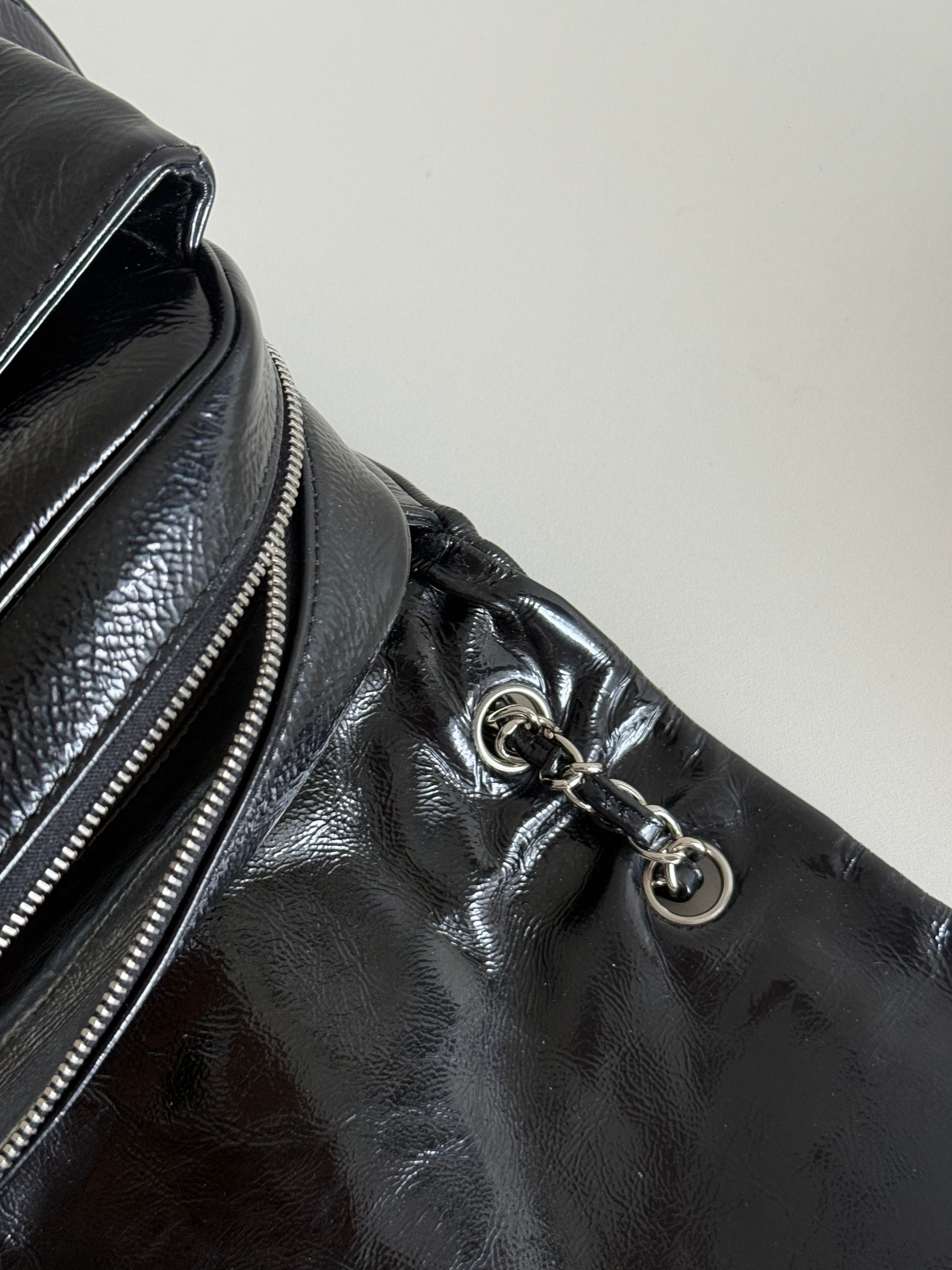 Chanel Luxe Ligne Black Patent Leather Shoulder Bags