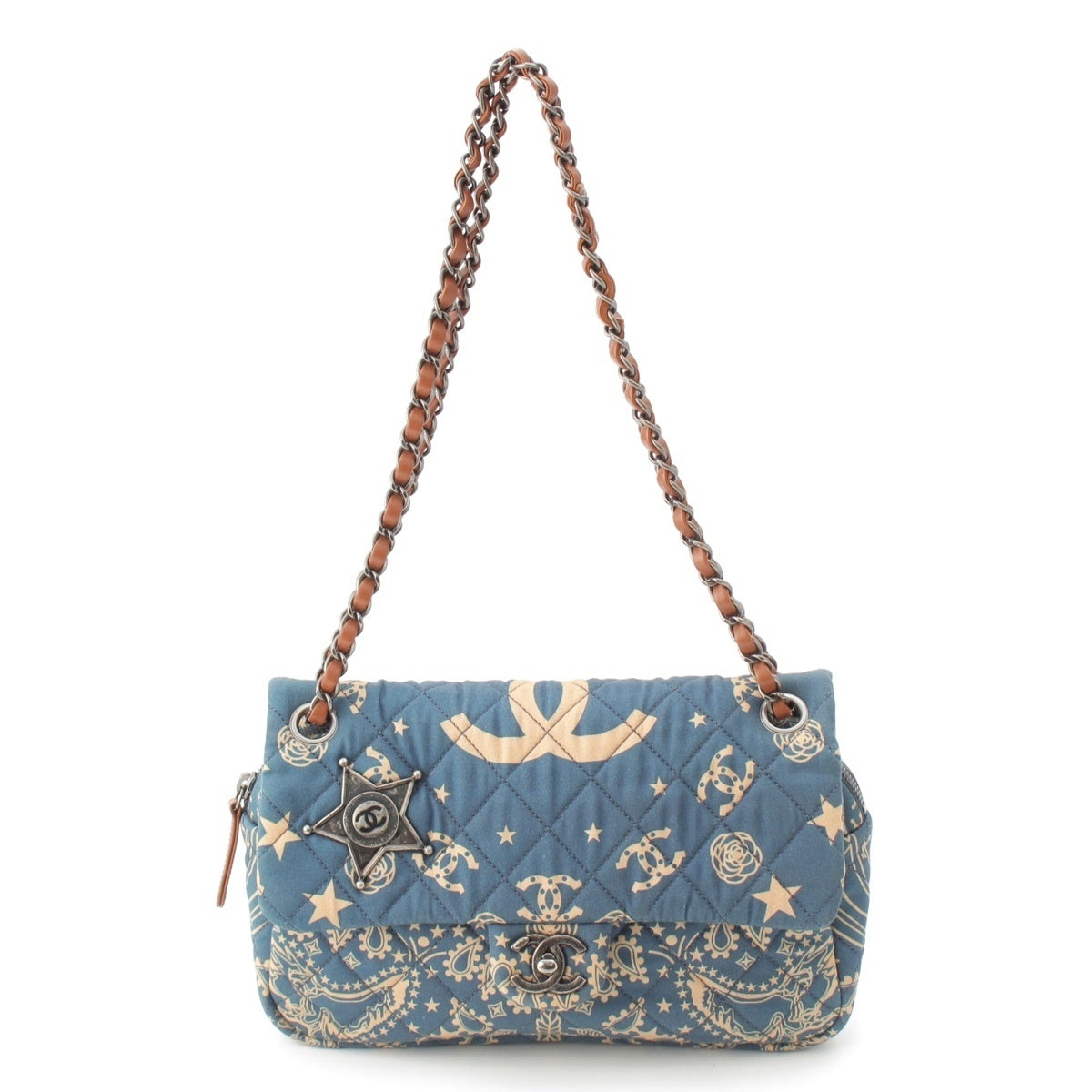 Chanel Paris-Dallas Bandana Blue & Beige Medium Flap Bag
