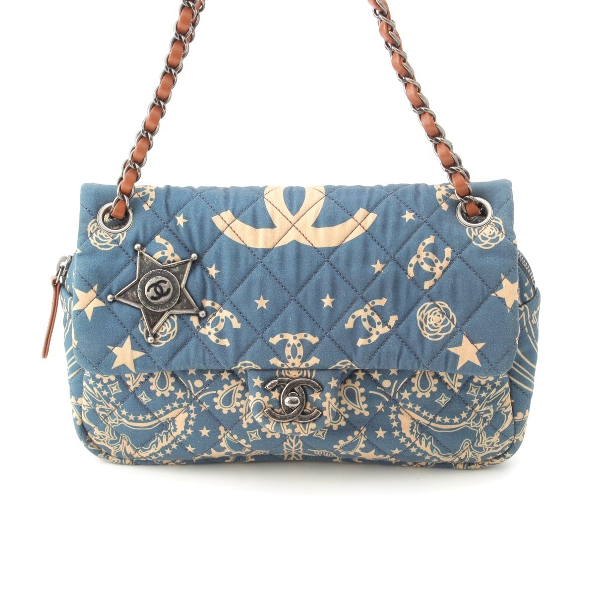 Chanel Paris-Dallas Bandana Blue & Beige Medium Flap Bag