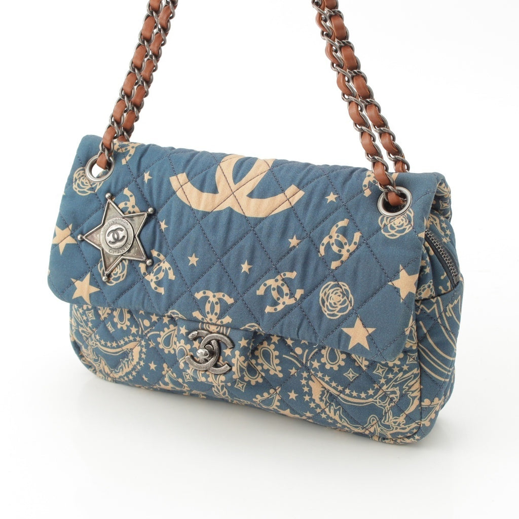 Chanel Paris-Dallas Bandana Blue & Beige Medium Flap Bag