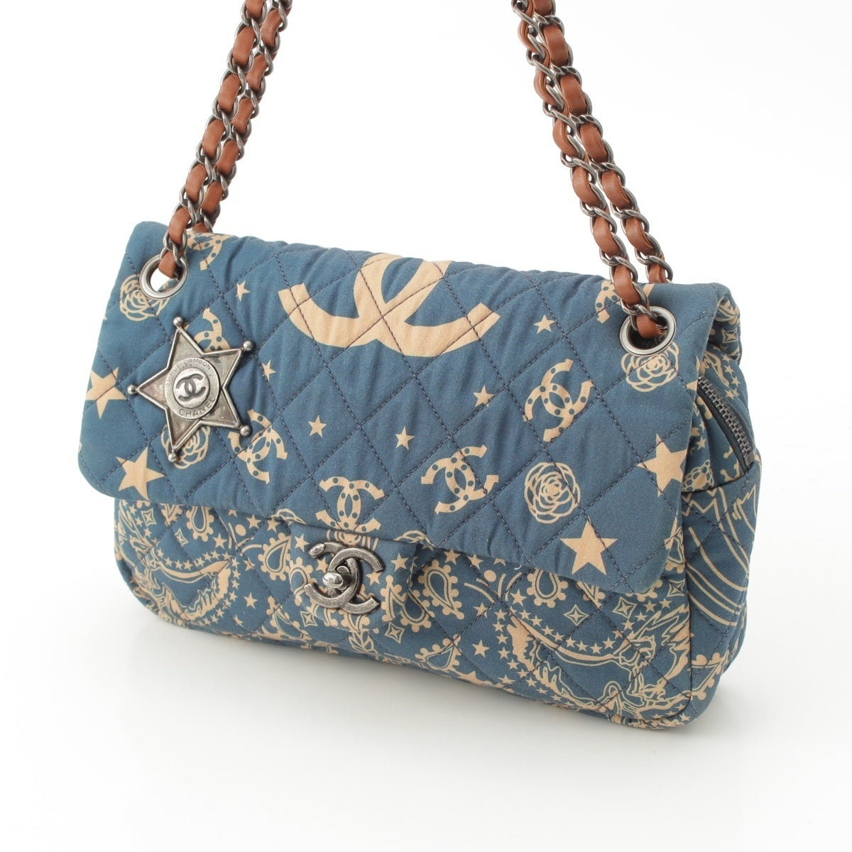 Chanel Paris-Dallas Bandana Blue & Beige Medium Flap Bag