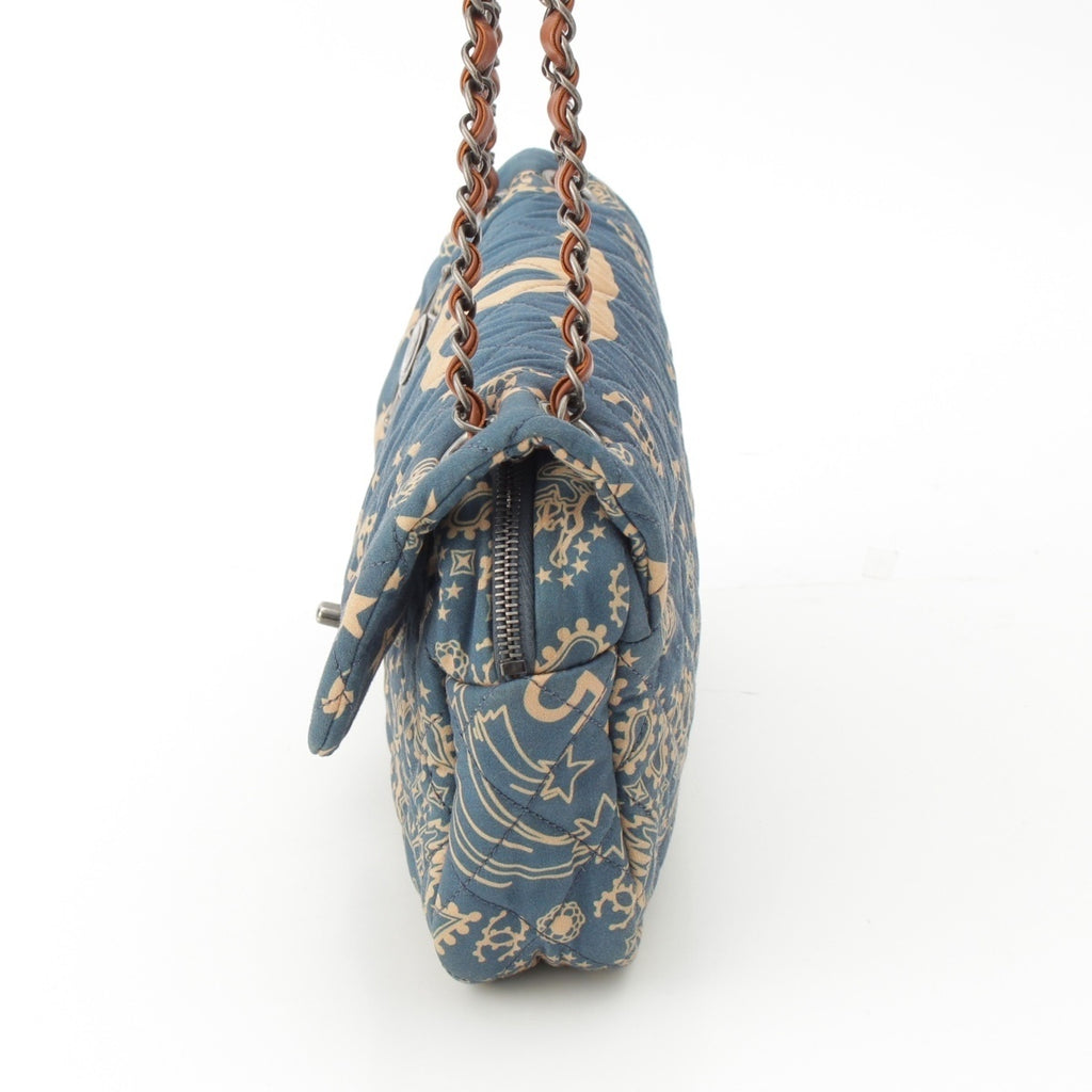 Chanel Paris-Dallas Bandana Blue & Beige Medium Flap Bag
