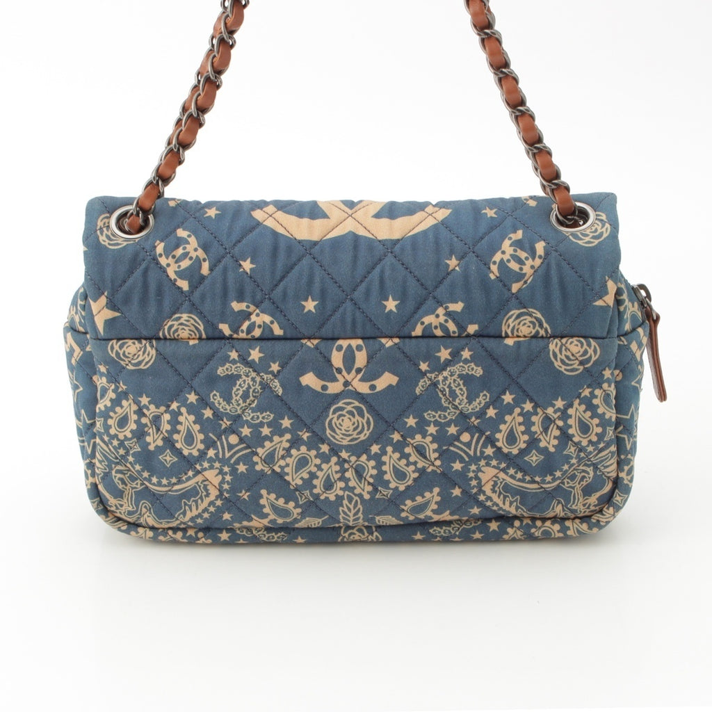 Chanel Paris-Dallas Bandana Blue & Beige Medium Flap Bag