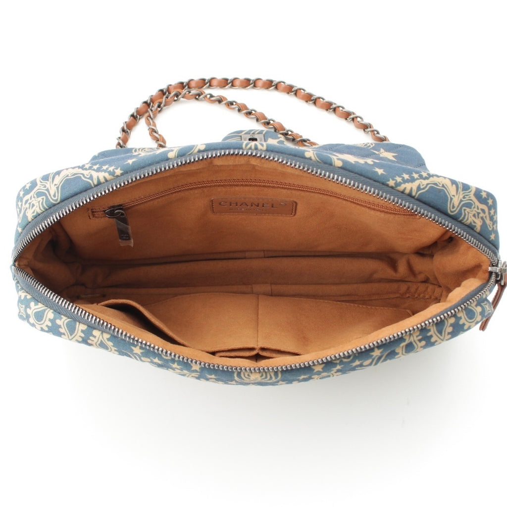 Chanel Paris-Dallas Bandana Blue & Beige Medium Flap Bag
