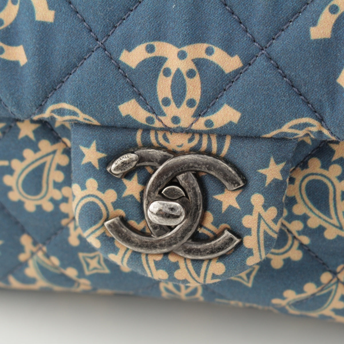 Chanel Paris-Dallas Bandana Blue & Beige Medium Flap Bag