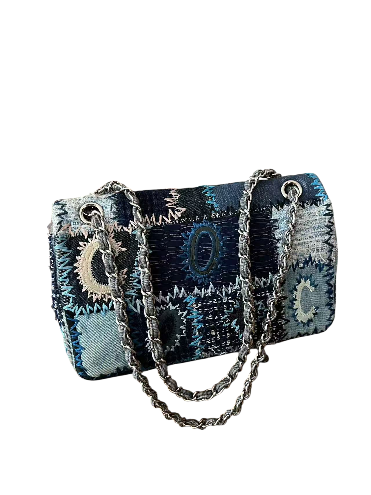 Chanel Blue Denim Patchwork Timeless Medium Single Flap Bag