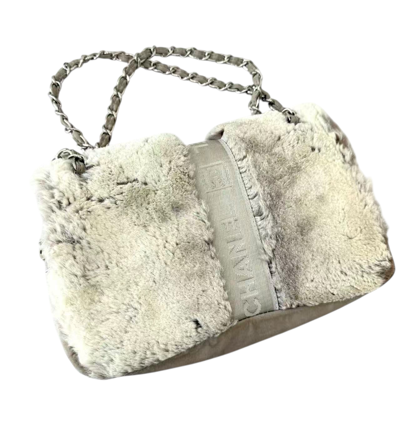 Chanel Grey Lapin Fur Shoulder Bag