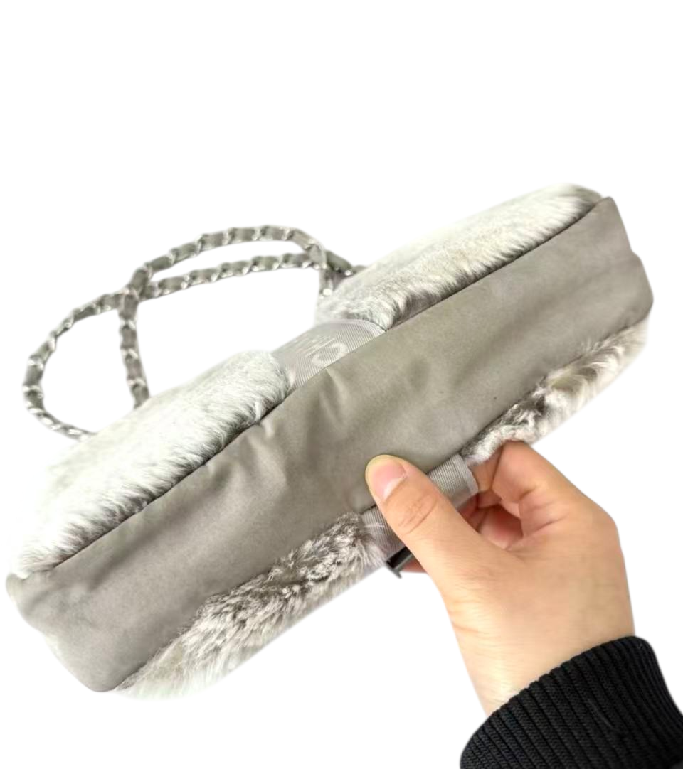 Chanel Grey Lapin Fur Shoulder Bag