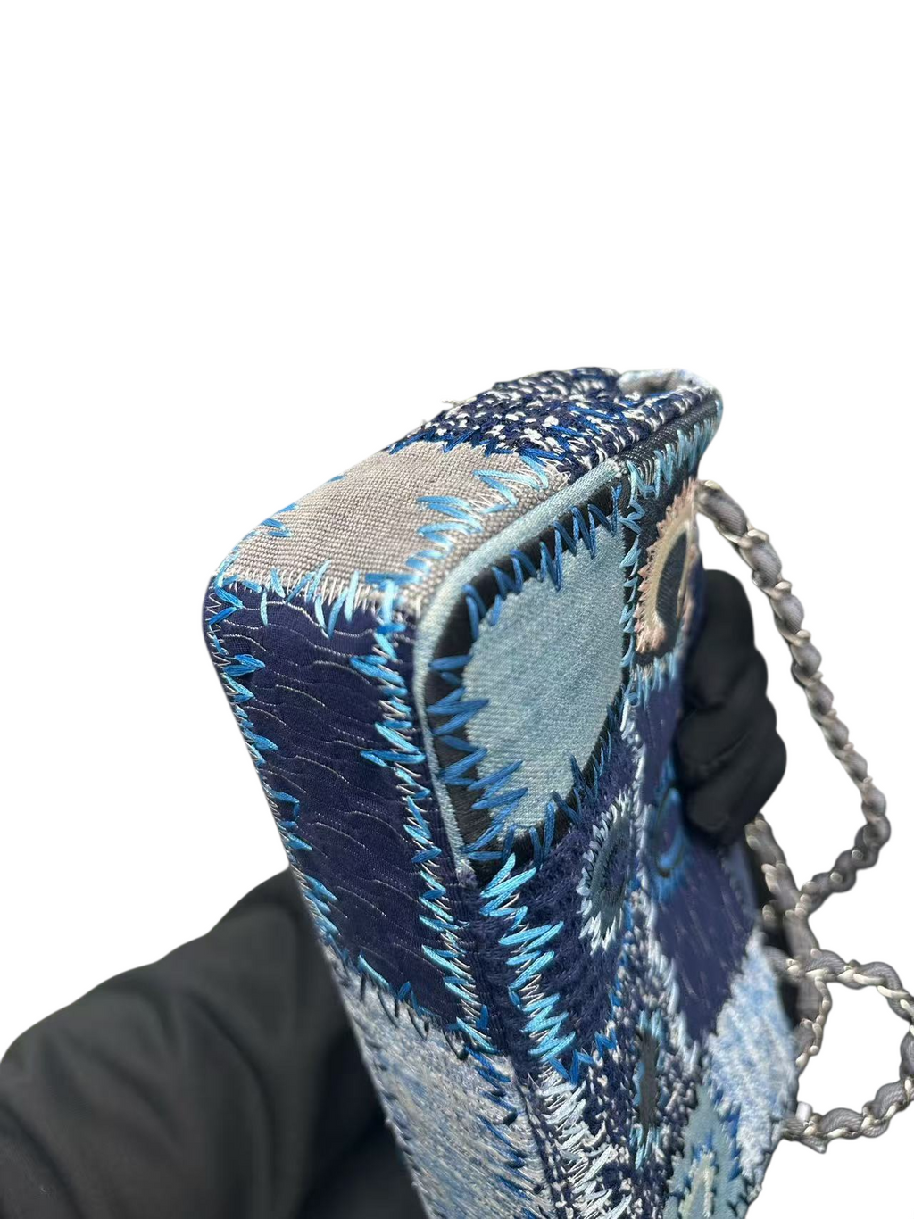 Chanel Blue Denim Patchwork Timeless Medium Single Flap Bag