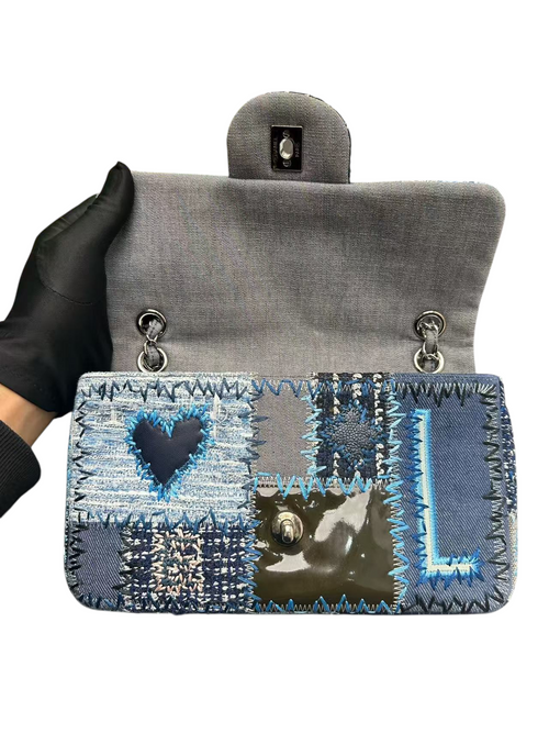 Chanel Blue Denim Patchwork Timeless Medium Single Flap Bag