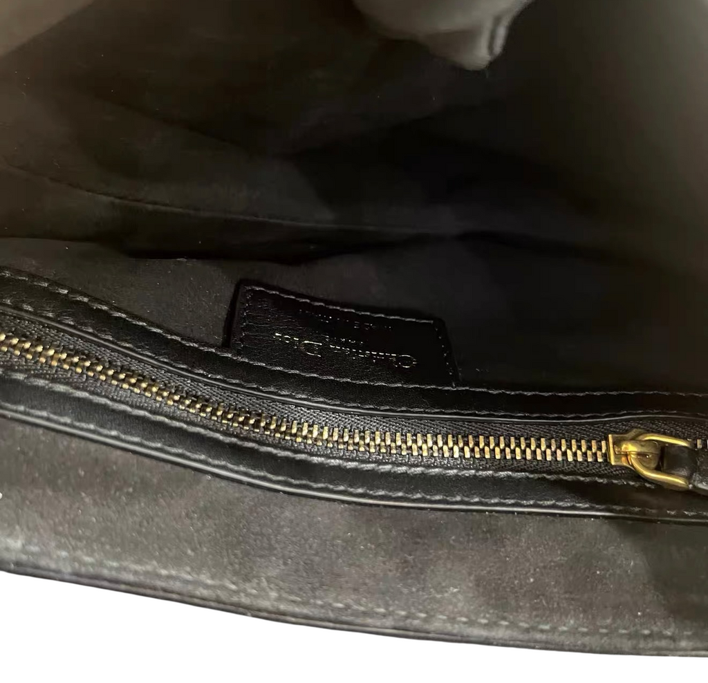 Dior Embroidered Fringe Beaded Medium Saddle Bag Green Multicolor