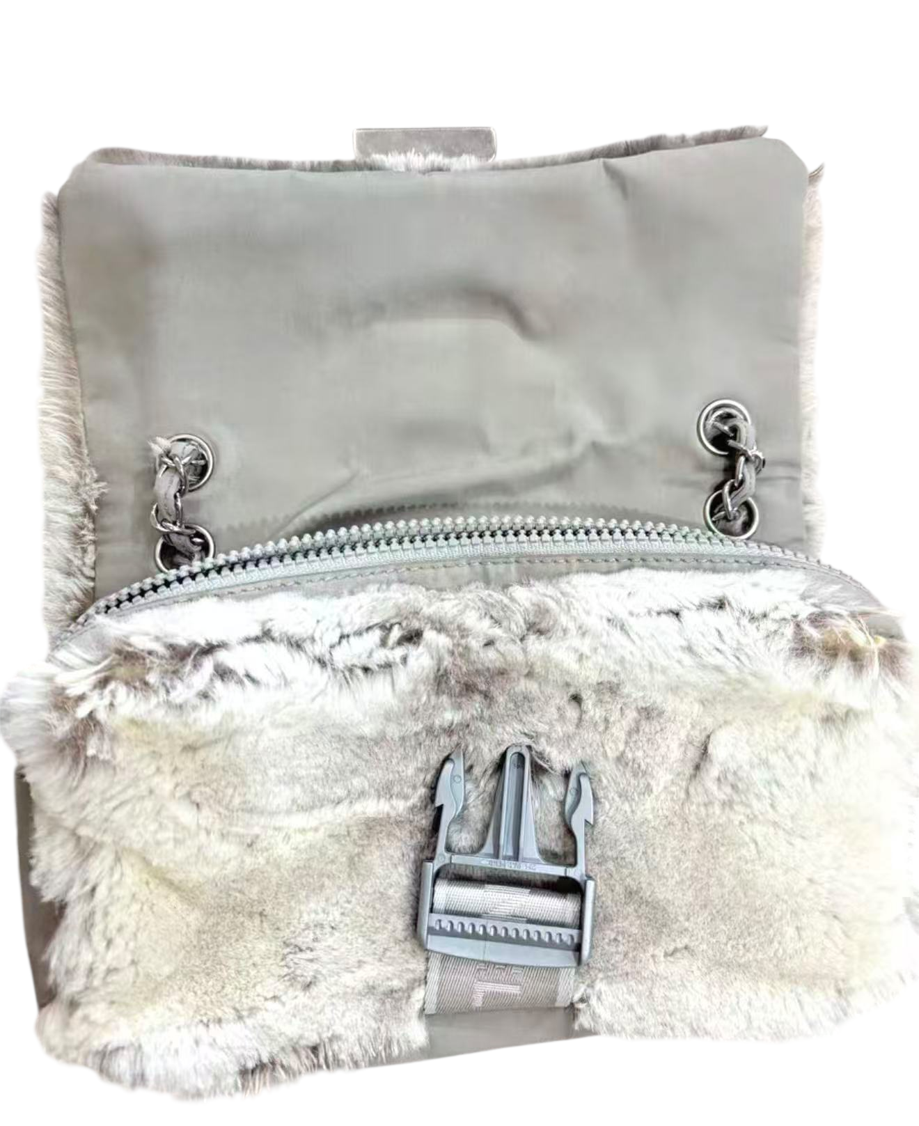 Chanel Grey Lapin Fur Shoulder Bag